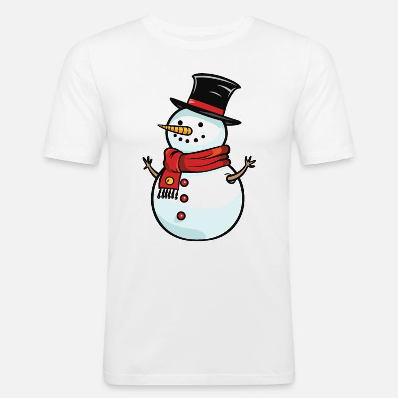 Snögubbe, Vinter, Jul, Snö - Slim Fit T-shirt herr - vit