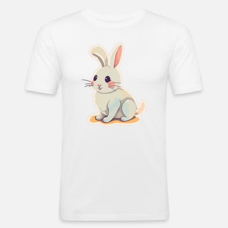 Rabbit Bunny Comic Kunst - Männer Slim Fit T-Shirt - Weiß