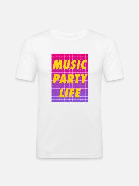 MUSIC PARTY LIFE - Men's Slim Fit T-Shirt - white
