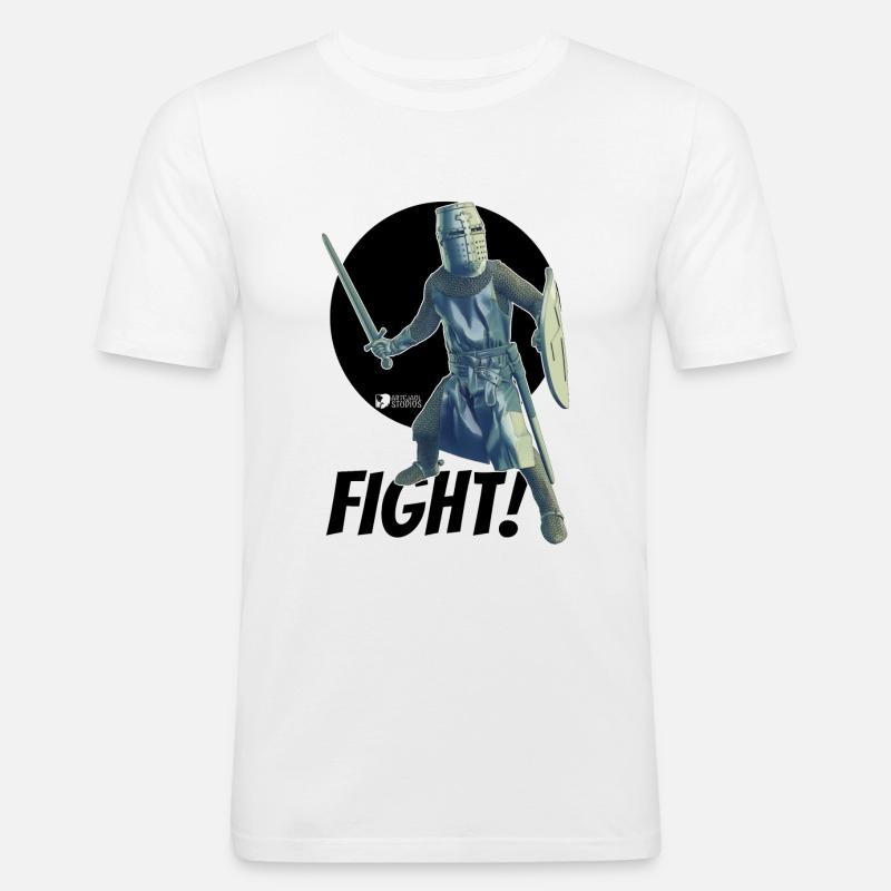 Templer Ritter 001 - Männer Slim Fit T-Shirt - Weiß
