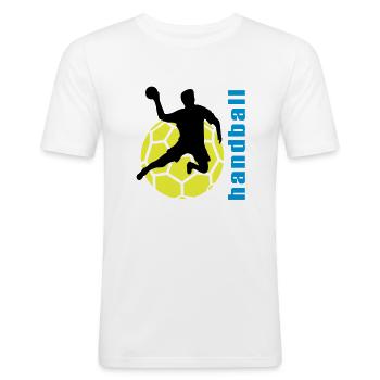 handball - Men's Slim Fit T-Shirt - white - Front - Nik (191cm)