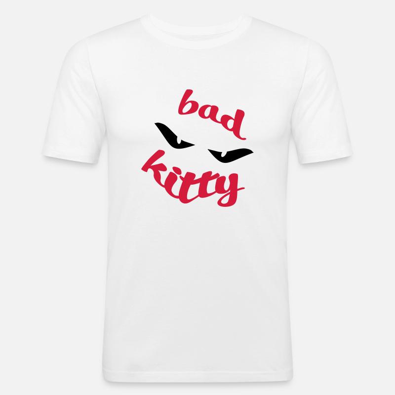 katze - Männer Slim Fit T-Shirt - Weiß