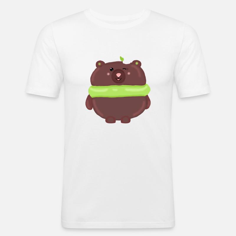 macaroon bear - Männer Slim Fit T-Shirt - Weiß