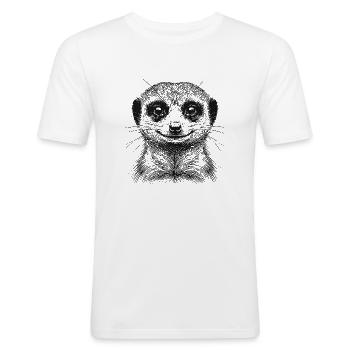 Erdmännchen - Männer Slim Fit T-Shirt - Weiß - Vorne - Nik (191cm)