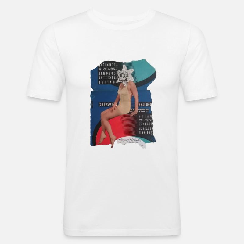 diffusion d’image heureuse - T-shirt près du corps Homme - blanc