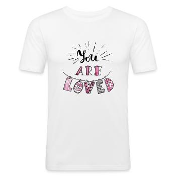 You are Loved - Männer Slim Fit T-Shirt - Weiß - Vorne - Nik (191cm)