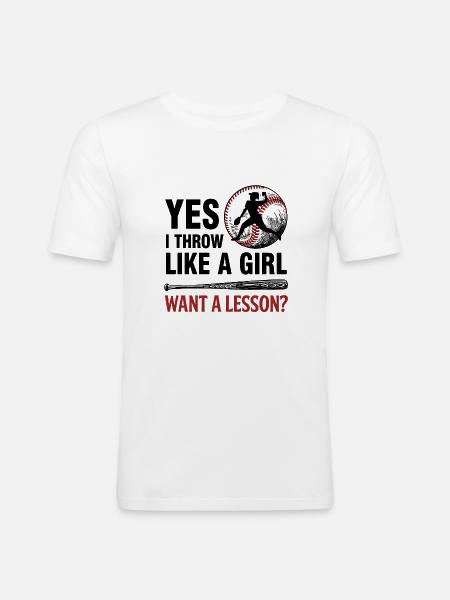 Baseball Frau Pitcher Geschenk - Männer Slim Fit T-Shirt - Weiß