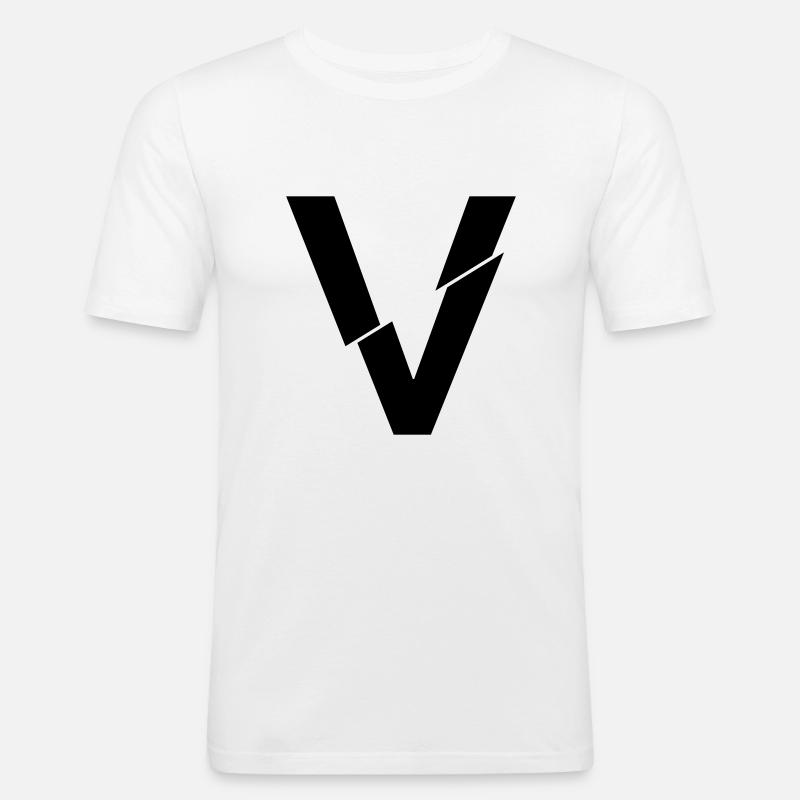 V broken - Männer Slim Fit T-Shirt - Weiß