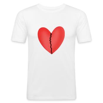 Coeur brisé - T-shirt près du corps Homme - blanc - Devant - Nik (191cm)
