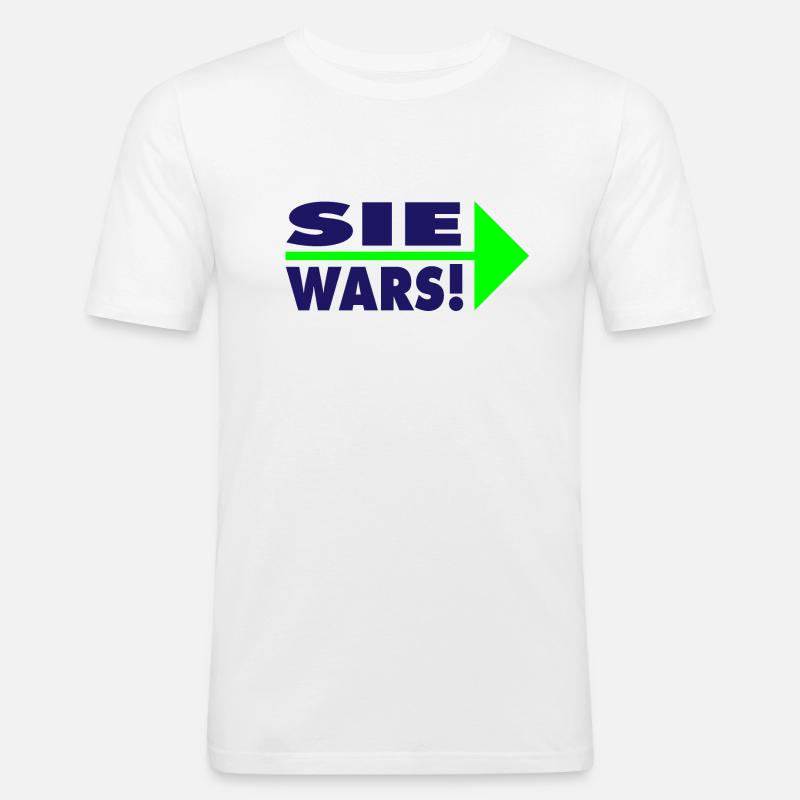 Sie wars! Partner- oder Partyshirt - Männer Slim Fit T-Shirt - Weiß