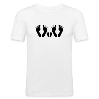 pieds de la famille - pieds de bébé pieds de bébé - T-shirt près du corps Homme - blanc - Devant - Nik (191cm)