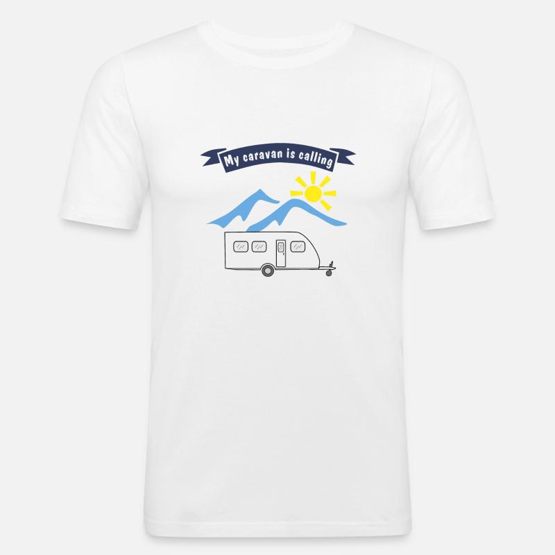 caravan is calling - Männer Slim Fit T-Shirt - Weiß