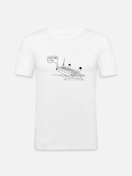 Everything is fine - Männer Slim Fit T-Shirt - Weiß