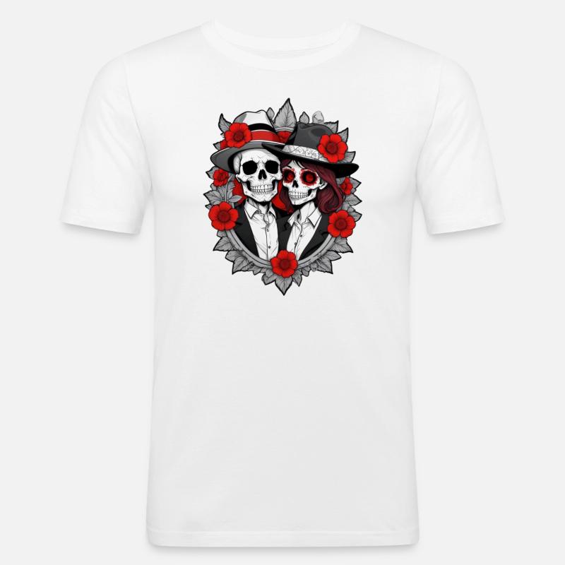 Bone Deep Love - Männer Slim Fit T-Shirt - Weiß