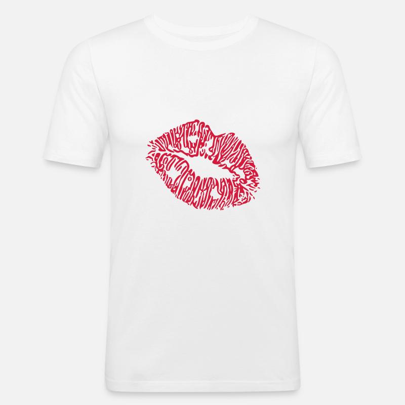 lips - Men's Slim Fit T-Shirt - white