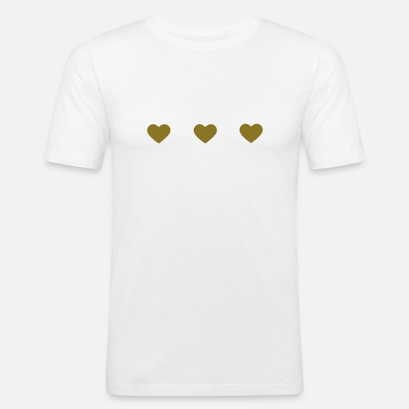drei herzchen - Männer Slim Fit T-Shirt - Weiß