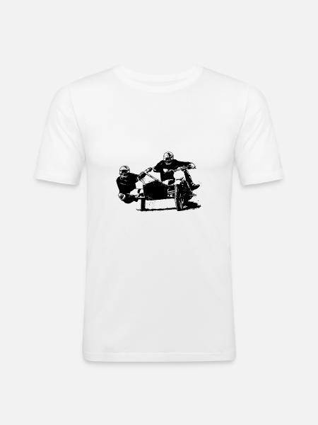 Sidecar Moto Cross - Männer Slim Fit T-Shirt - Weiß