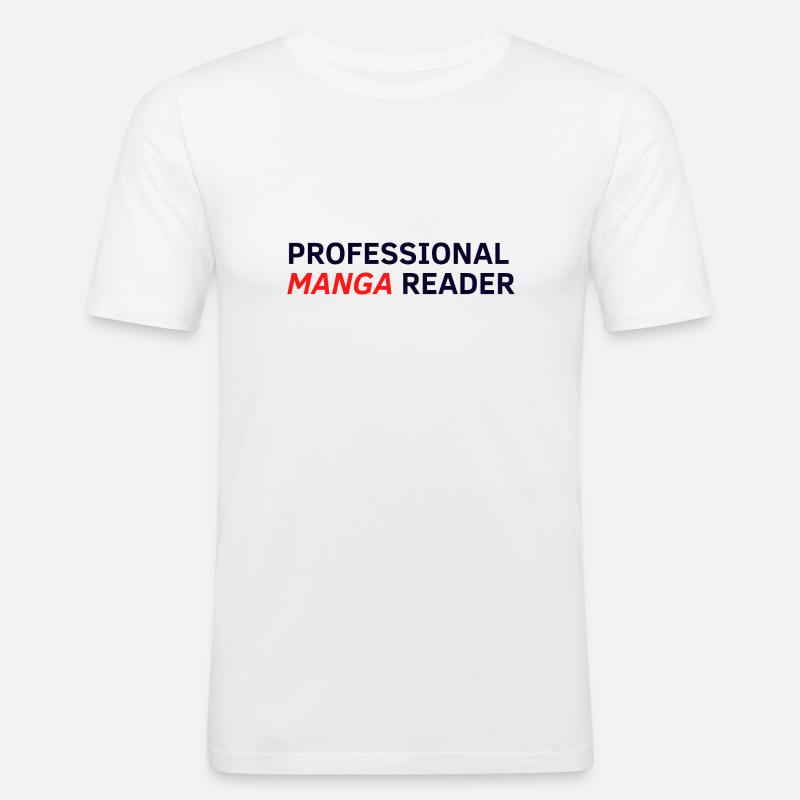 Professional Manga Reader - Männer Slim Fit T-Shirt - Weiß
