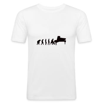 Piano Piano Musique Pianiste Instrument Evolution - T-shirt près du corps Homme - blanc - Devant - Nik (191cm)