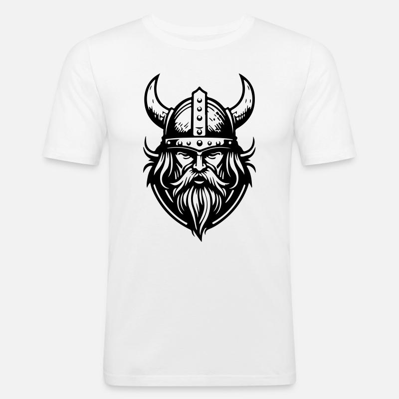 Wikinger Helm Krieger Valhalla - Männer Slim Fit T-Shirt - Weiß