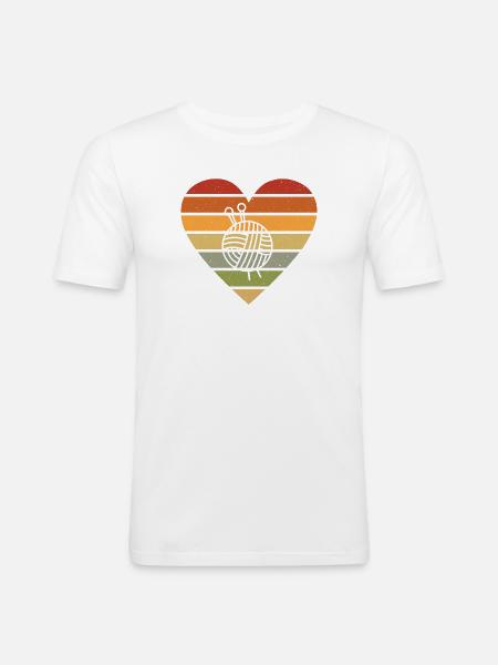 Retro-kunst Des Garns, Gehäkelter - Männer Slim Fit T-Shirt - Weiß