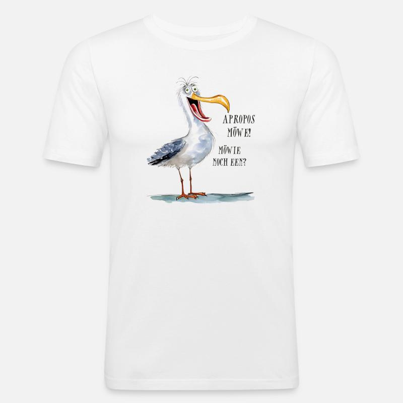 Apropos Möwe! Möwie noch een? - Männer Slim Fit T-Shirt - Weiß