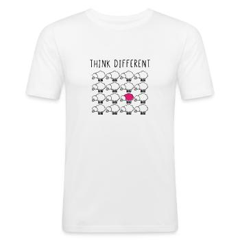 Think Different - Men's Slim Fit T-Shirt - white - Front - Nik (191cm)