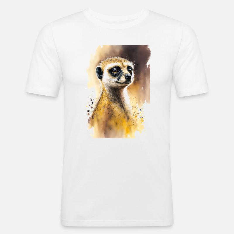 Süßes Erdmännchen Wasserfarben - Männer Slim Fit T-Shirt - Weiß