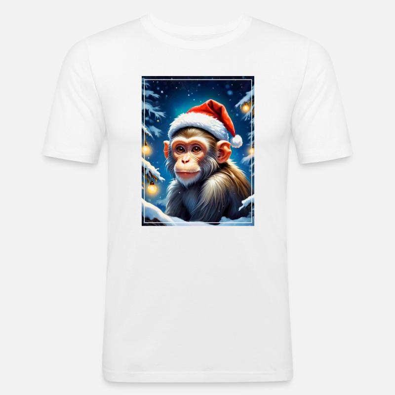 Winterlandschaft Monkey 1.8 - Männer Slim Fit T-Shirt - Weiß