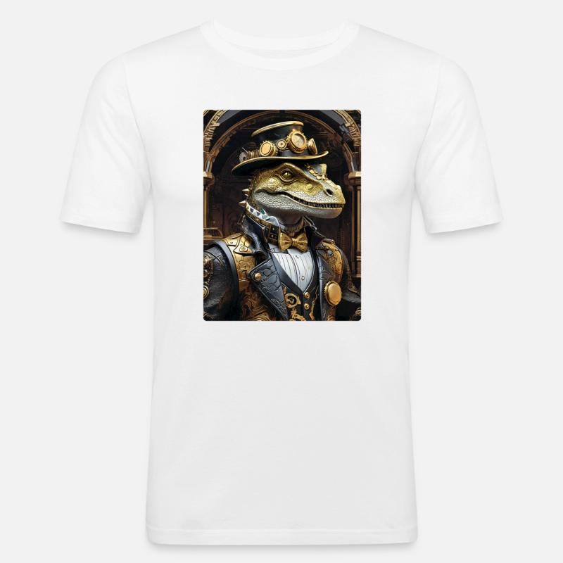 Steampunk Dino 1.4 - Männer Slim Fit T-Shirt - Weiß