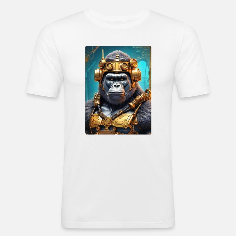 Steampunk Gorilla 1.6 - Männer Slim Fit T-Shirt - Weiß