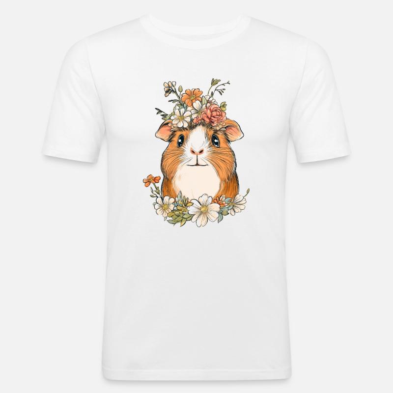 Meerschweinchen mit Blumen - Männer Slim Fit T-Shirt - Weiß