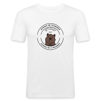 Wombat - Männer Slim Fit T-Shirt - Weiß - Vorne - Nik (191cm)