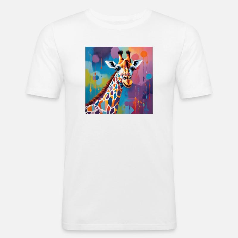Giraffe - Männer Slim Fit T-Shirt - Weiß