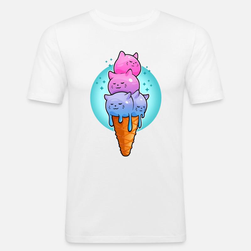 Eiscreme-Kätzchen - Männer Slim Fit T-Shirt - Weiß
