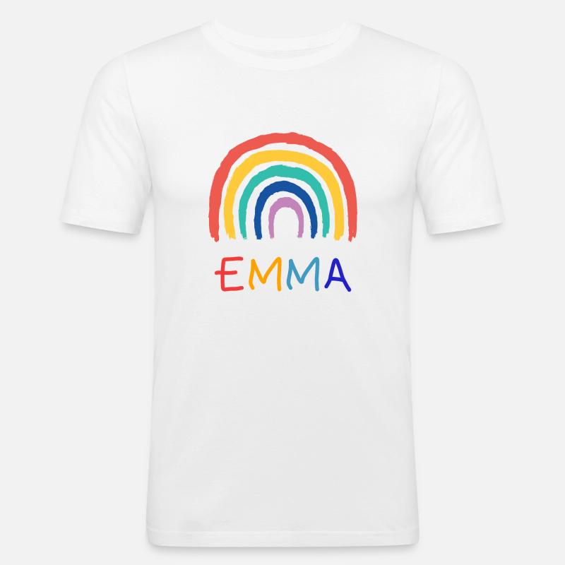 Emma Mädchen Name Kinder Regenbogen - Männer Slim Fit T-Shirt - Weiß