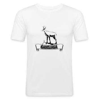Gamsjaga Gämse Vintage - Männer Slim Fit T-Shirt - Weiß - Vorne - Nik (191cm)