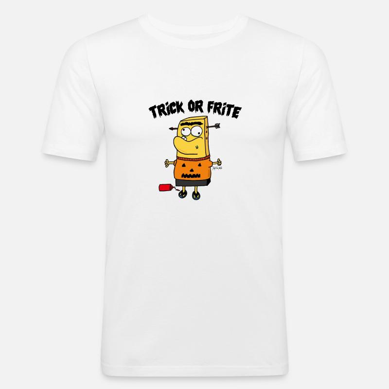 Trick oder frittiert! - Männer Slim Fit T-Shirt - Weiß