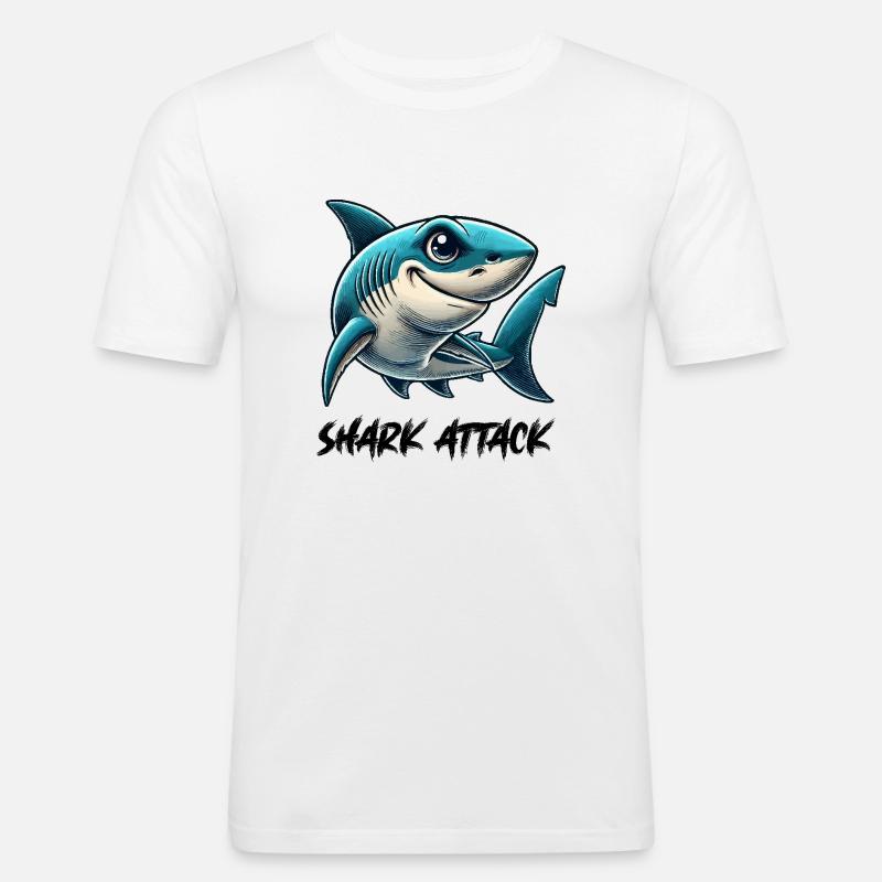 Shark Comic - Men's Slim Fit T-Shirt - white