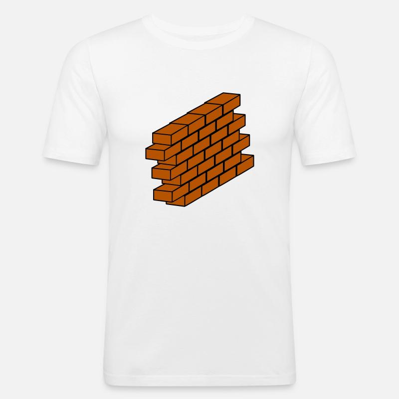 Backsteinmauer - Männer Slim Fit T-Shirt - Weiß