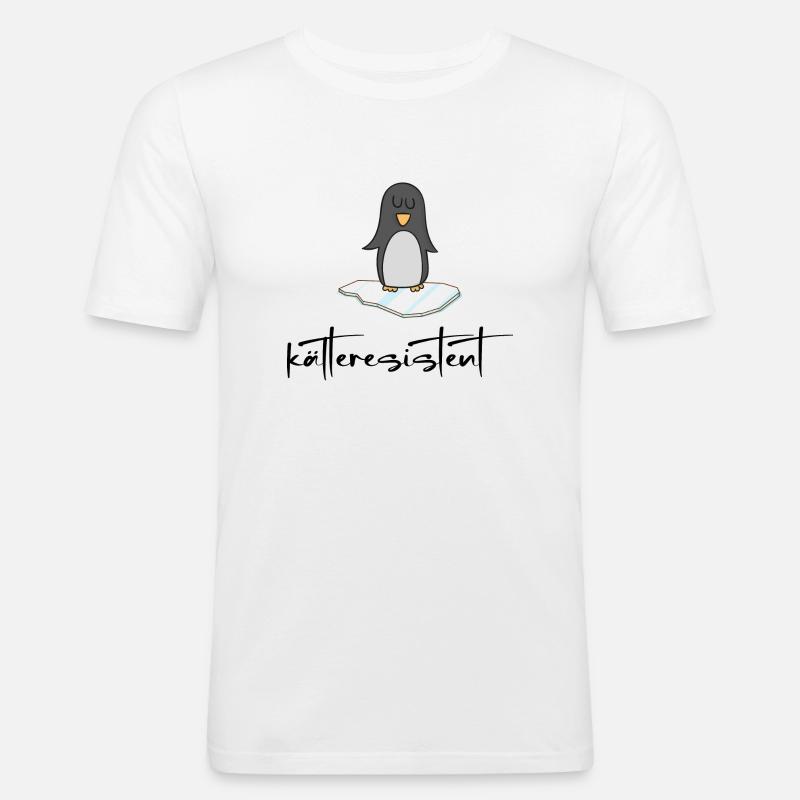 Eisbaden kälteresistenter Eisbader-Pinguin - Männer Slim Fit T-Shirt - Weiß