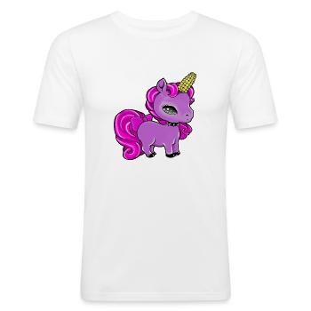 Uni (Mai) - Männer Slim Fit T-Shirt - Weiß - Vorne - Nik (191cm)