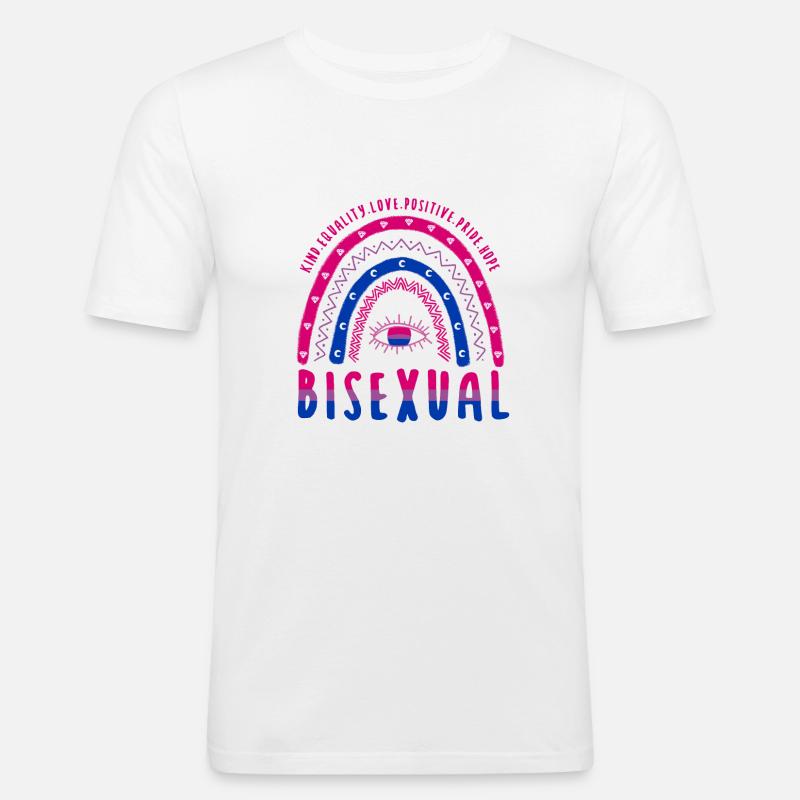 Boho Regenbogen LGBT Spruch Bisexuell - Männer Slim Fit T-Shirt - Weiß