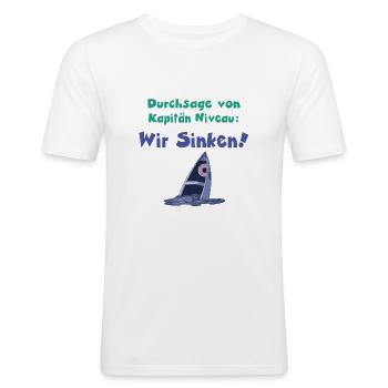 Kapitän Niveau Wir Sinken - Männer Slim Fit T-Shirt - Weiß - Vorne - Nik (191cm)