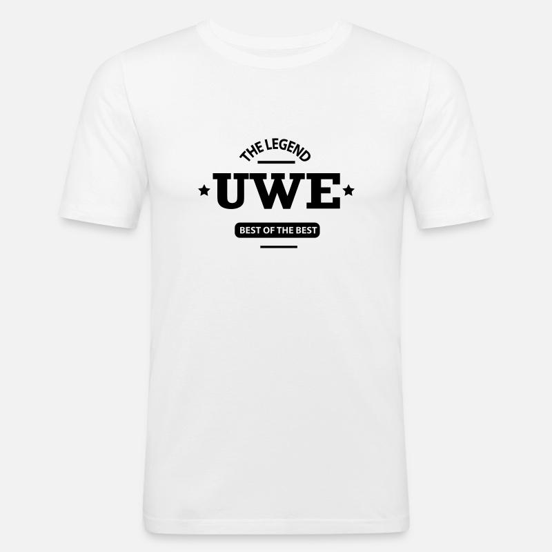 uwe - Männer Slim Fit T-Shirt - Weiß