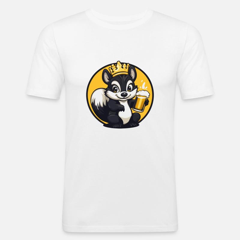 Stinktier Bier Comic - Männer Slim Fit T-Shirt - Weiß