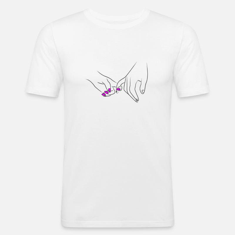 Händchen Halten Pärchen Romantisch - Männer Slim Fit T-Shirt - Weiß