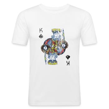 König Pik Spielkarte Poker Karte Kostüm Geschenk - Männer Slim Fit T-Shirt - Weiß - Vorne - Nik (191cm)
