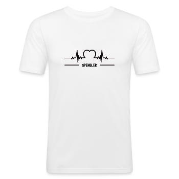 Herzschlag Spengler Herz Bester Mann Spenglerei - Männer Slim Fit T-Shirt - Weiß - Vorne - Nik (191cm)