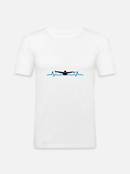 Swimming and heartbeat - Men's Slim Fit T-Shirt - white